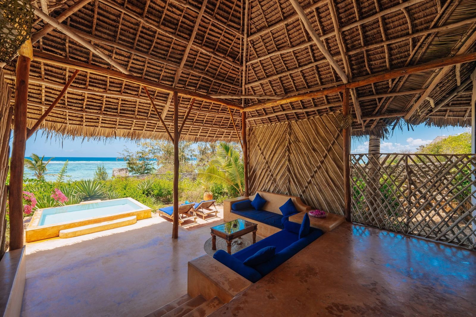Sea Front Villa open terrace with a private plunge pool and direct ocean view